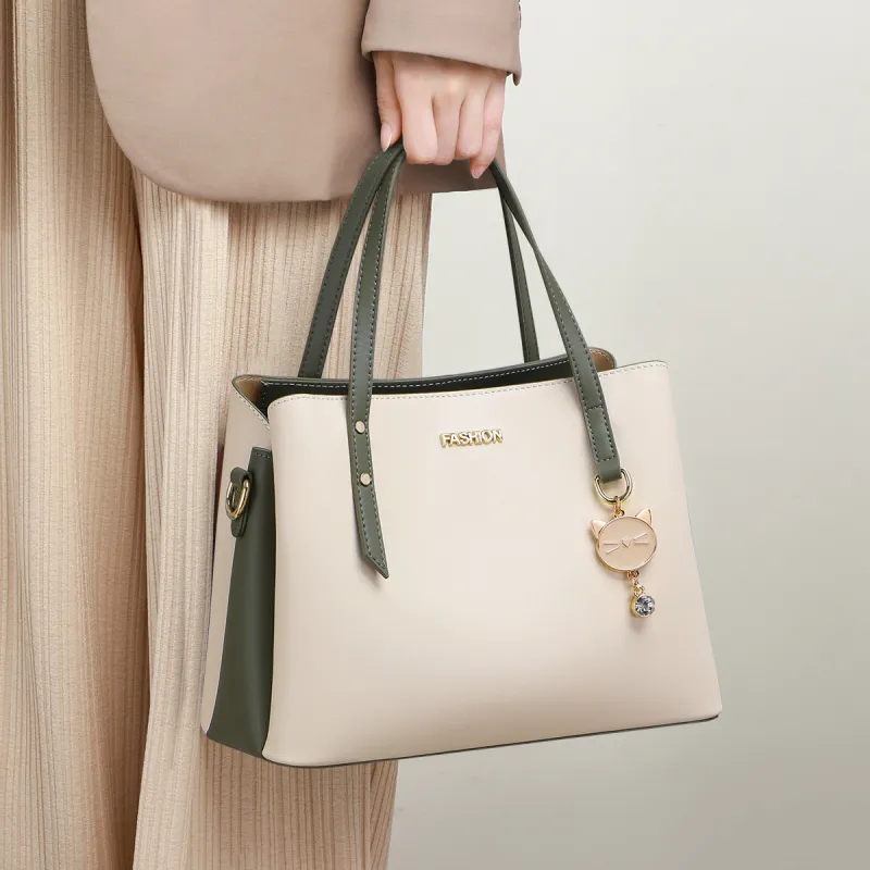 PT'SON Cow Leather Shoulder Bag, Crossbody Bag, Handbag Women's Elegant Milk White-2