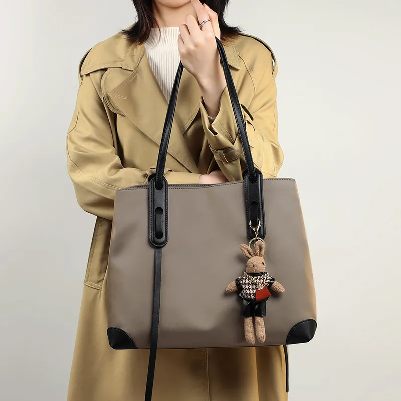 PT'SON Oxford Stitched Synthetic Leather Tote Shoulder Bag Handbag Large Size Women's-12