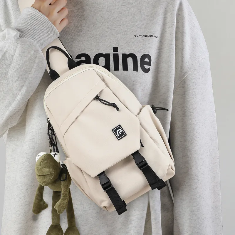 PT'SON Fabric One Shoulder Crossbody Bag, Sling Bag Regular Unisex White-6