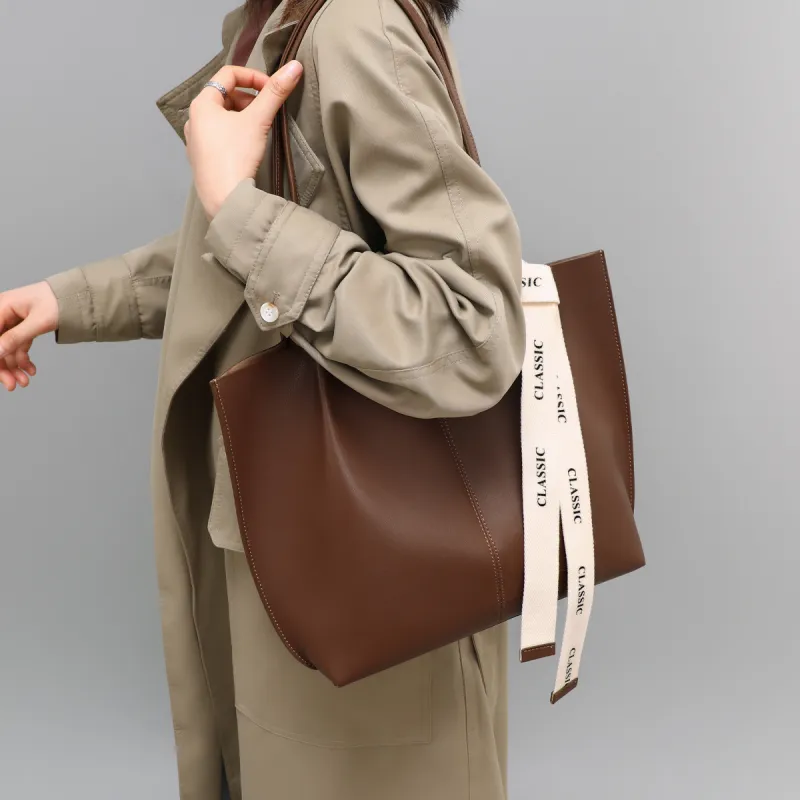 PT'SON Cow Leather Portable Underarm Shoulder Bag Regular Women's Coffee-4