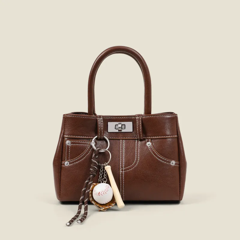 PT'SON Synthetic Leather Shoulder Bag, Crossbody Bag, Handbag, Kelly Bag Regular Women's Coffee/Brown-11