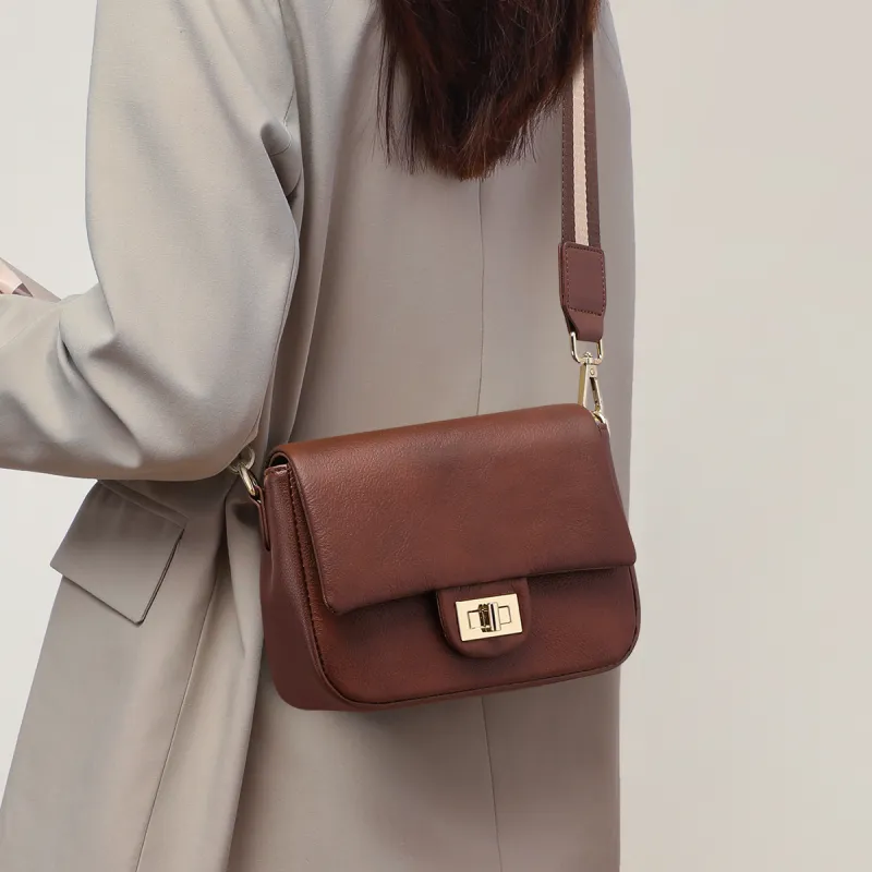 PT'SON Cow Leather With Synthetic Leather Small Square Bag Shoulder Bag, Crossbody Bag Women's Wine Coffee-4