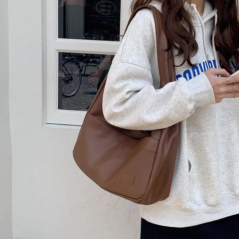 PT'SON Synthetic Leather Portable Underarm Shoulder Bag Regular Women's Brown-3