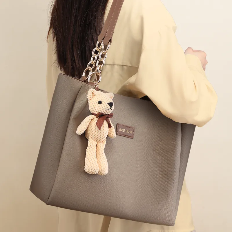PT'SON Fabric Portable Underarm Shoulder Bag, Tote Bag, Shopping Bag Regular Women's Dark Khaki-1