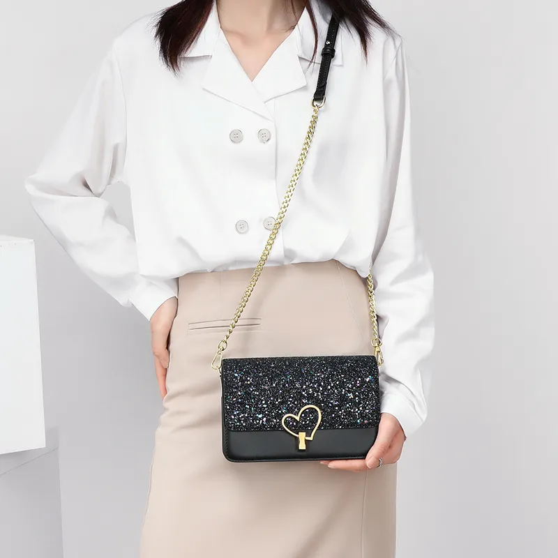 PT'SON Cow Leather Small Square Bag Underarm Shoulder Bag Regular Women's White/Black-3