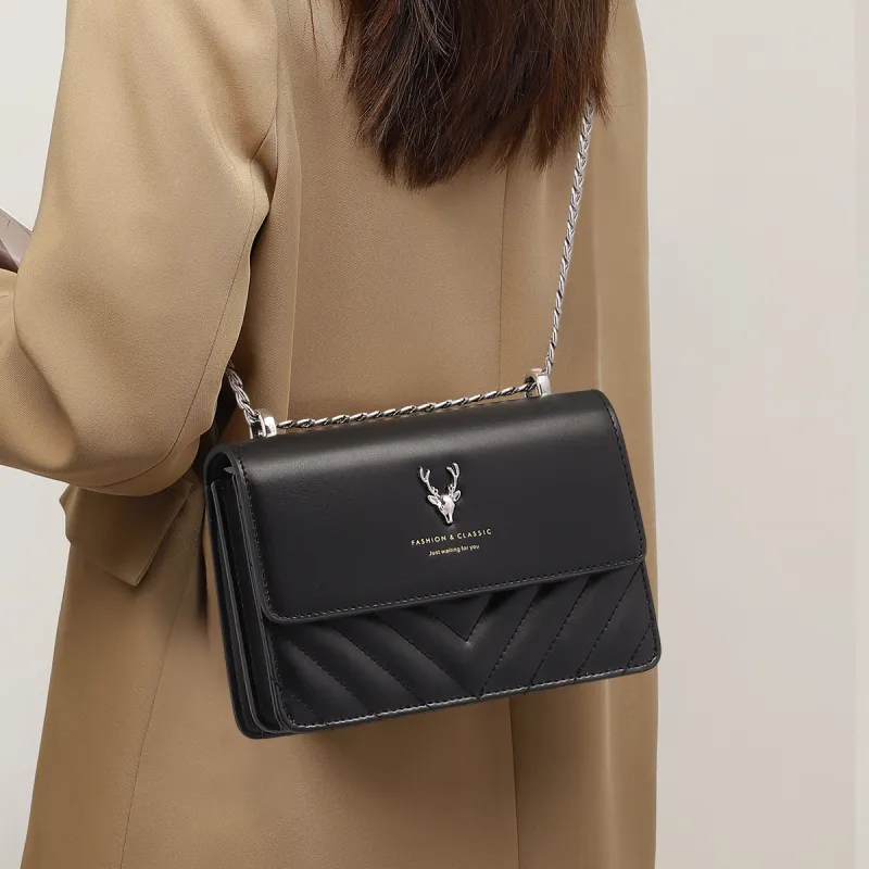 PT'SON Cow Leather Handbag Shoulder Bag Crossbody Bag Bucket Bag Box Bag Regular Women's Black-16