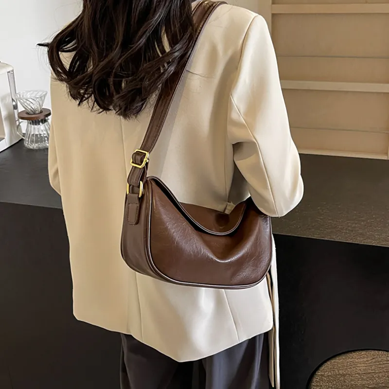 PT'SON Synthetic Leather Crossbody Bag Shoulder Bag Dumpling Bag Regular Women's Coffee/Khaki/Black-2