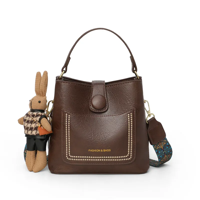 PT'SON Synthetic Leather Handbag, Shoulder Bag, Crossbody Bag, Bucket Bag Regular Women's Coffee-2