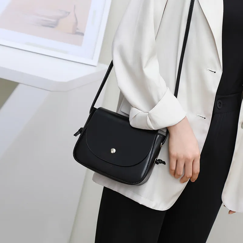 PT'SON Cow Leather With Synthetic Leather Shoulder Bag, Crossbody Bag Regular Women's Black/Light Brown-7