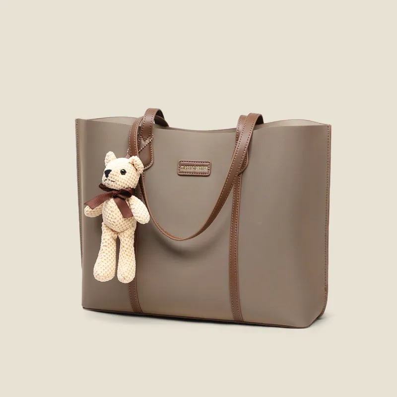PT'SON Fabric Portable Underarm Shoulder Bag, Tote Bag, Shopping Bag Tubas Women's Dark Khaki-4