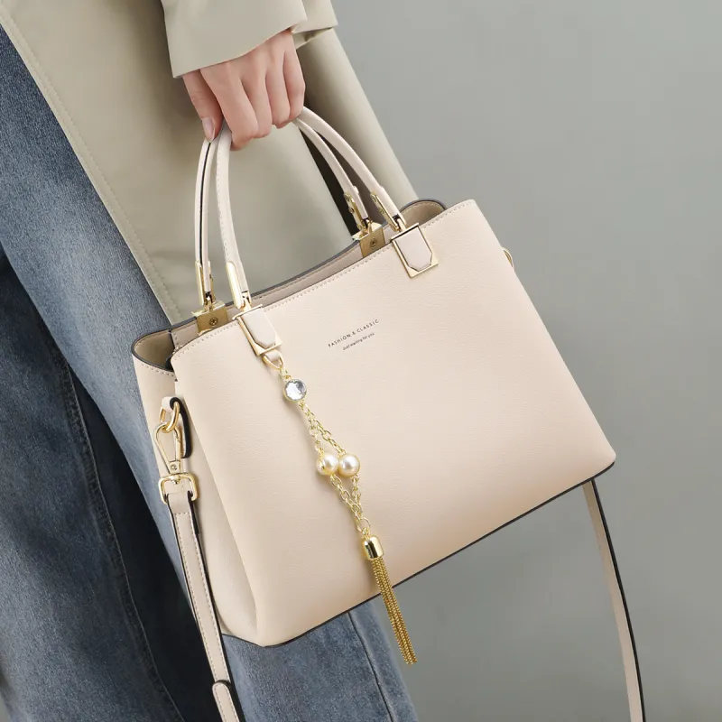 PT'SON Cow Leather Crossbody Bag, Shoulder Bag, Handbag Regular Women's Blue/Ecru-1