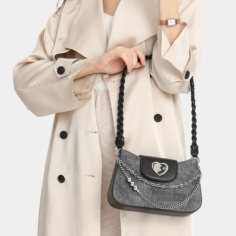 PT'SON PU Underarm Crossbody Bag, Shoulder Bag Regular Women's Gray-3