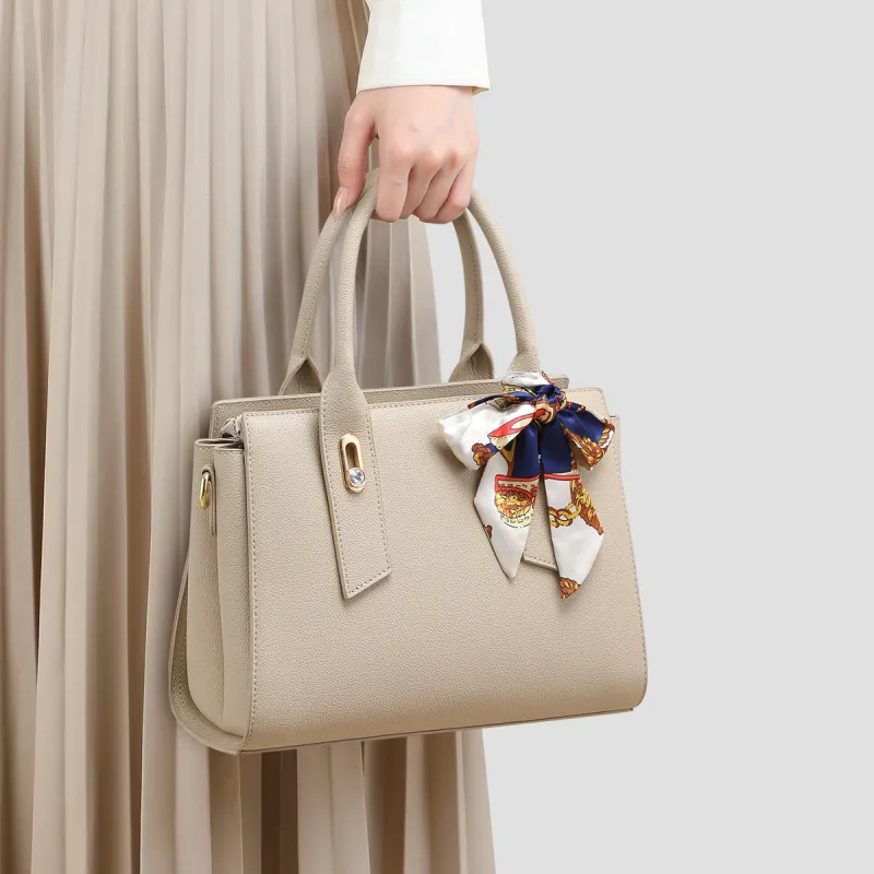 PT'SON Cow Leather, Synthetic Leather Mom Bag, Shoulder Bag, Crossbody Bag, Handbag Regular Women's Ecru-1