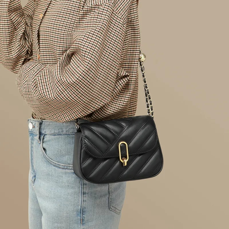 PT'SON Synthetic Leather Small Square Bag, Chain Bag, Shoulder Bag, Crossbody Bag Small Size Women's Ecru-6