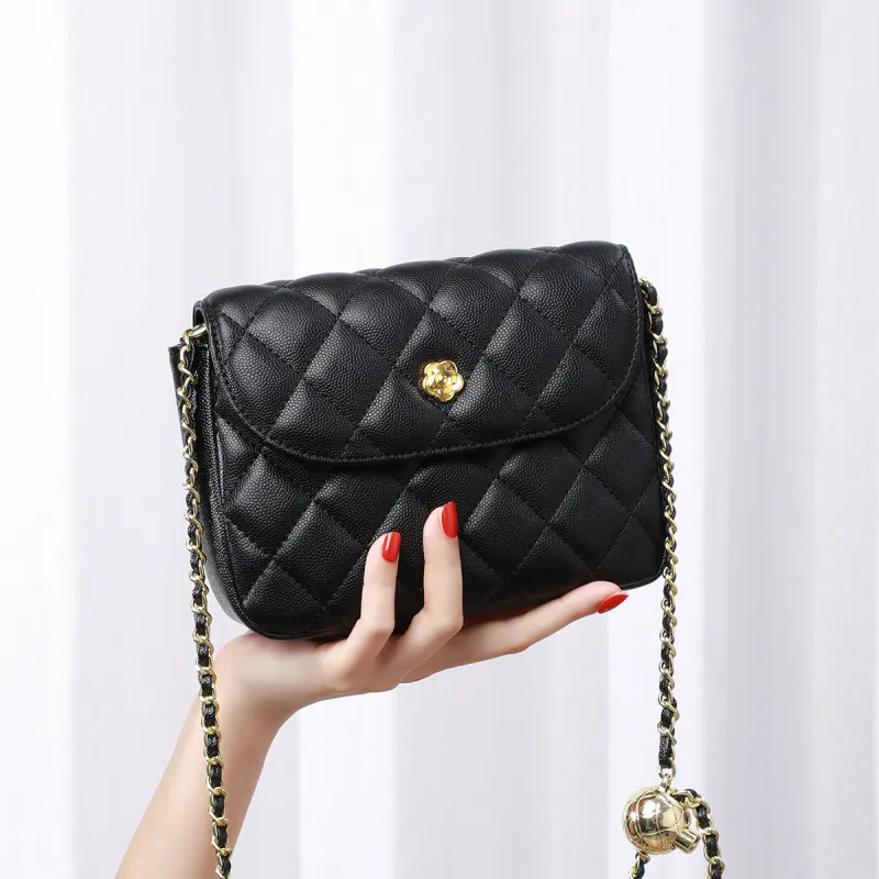 PT'SON Cow Leather Patchwork Synthetic Leather Shoulder Bag Crossbody Bag Regular Women's Black-1