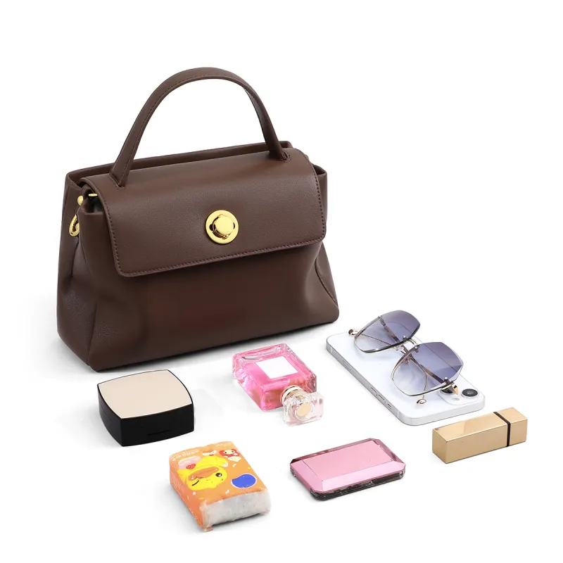 PT'SON Cow Leather Patchwork Synthetic Leather Shoulder Bag Crossbody Bag Regular Women's Coffee-3