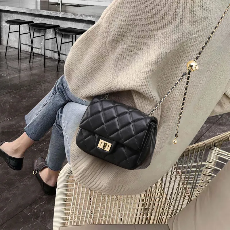 PT'SON Cow Leather Patchwork Synthetic Leather Shoulder Bag Crossbody Bag Regular Women's Black-14
