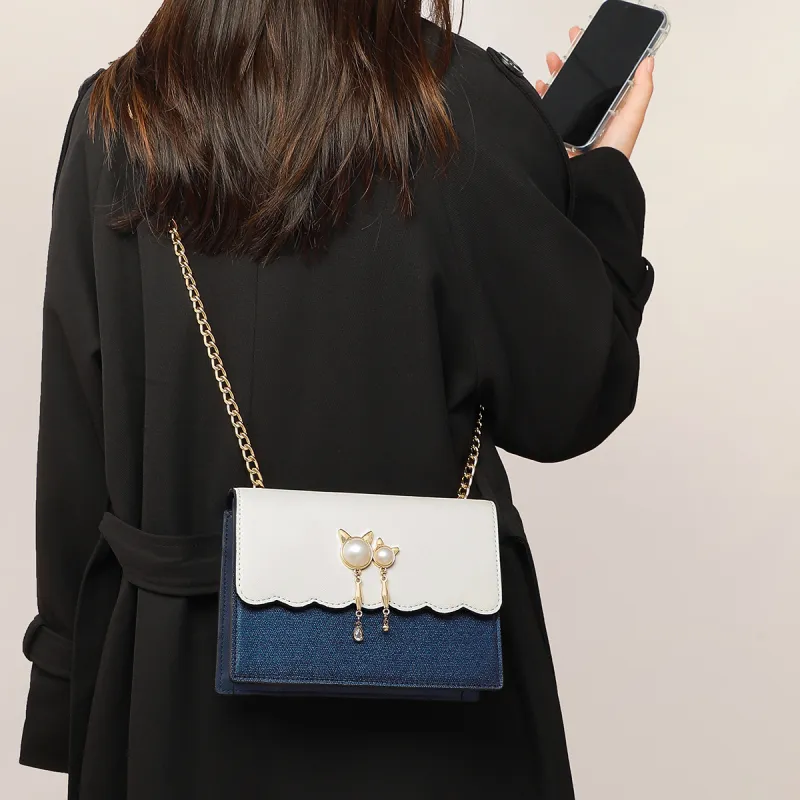 PT'SON Synthetic Leather Shoulder Bag Crossbody Bag Small Square Bag Regular Women's Royal Blue-1