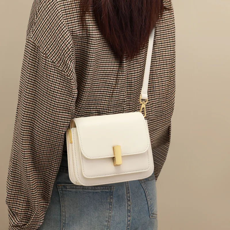 PT'SON Cow Leather With Synthetic Leather Small Square Bag Shoulder Bag, Crossbody Bag Trumpets Women's Coffee/Ecru-6