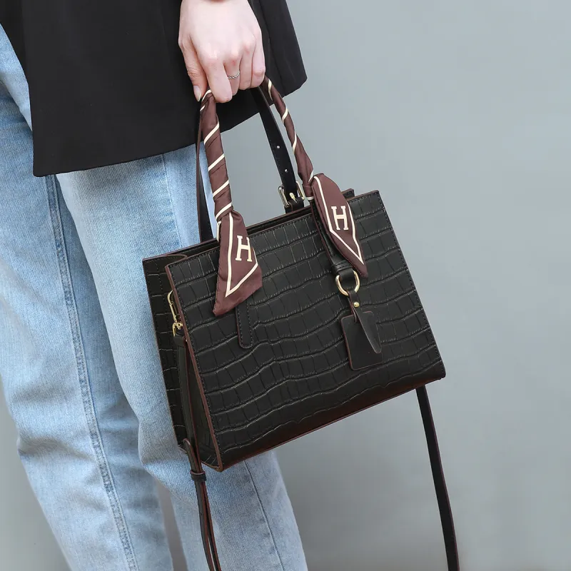PT'SON Cow Leather Tote Bag Shopping Bag Shoulder Bag Crossbody Bag Handbag Regular Women's Black/Apricot-7