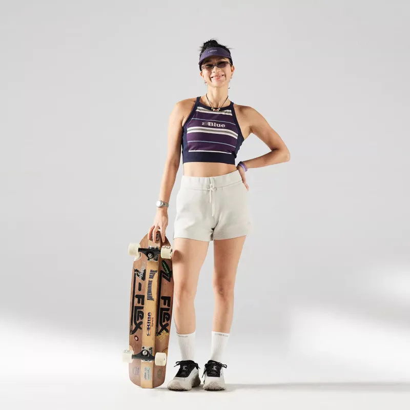 LANQI Sleeveless Sports Shirts Women's Purple Sole With Stripes-2
