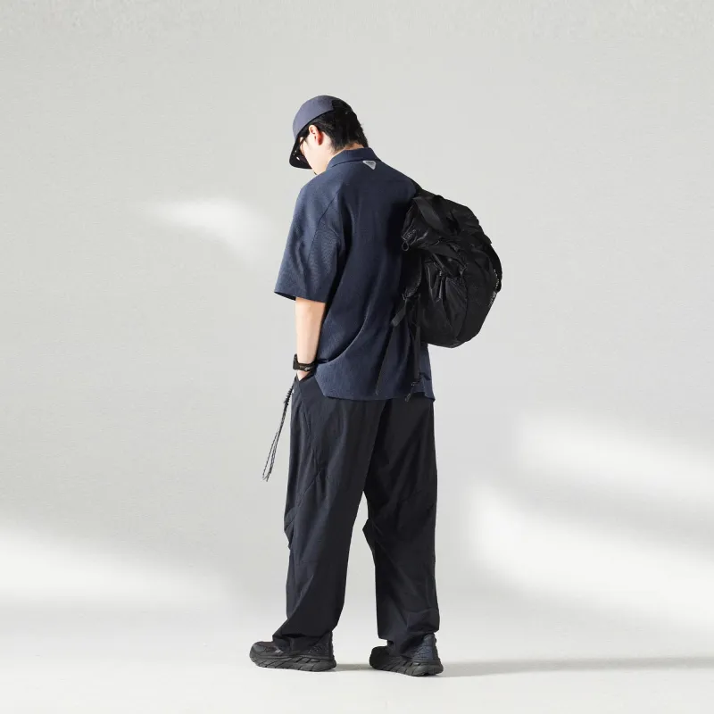 LANQI Casual Pants Unisex Black Navy Blue-3