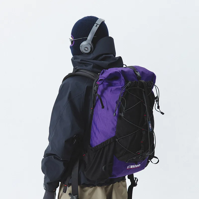 LANQI Polyamide Mountaineering Bag Backpack Regular Unisex Dark Purple & Black/Brown Yellow & Black-4
