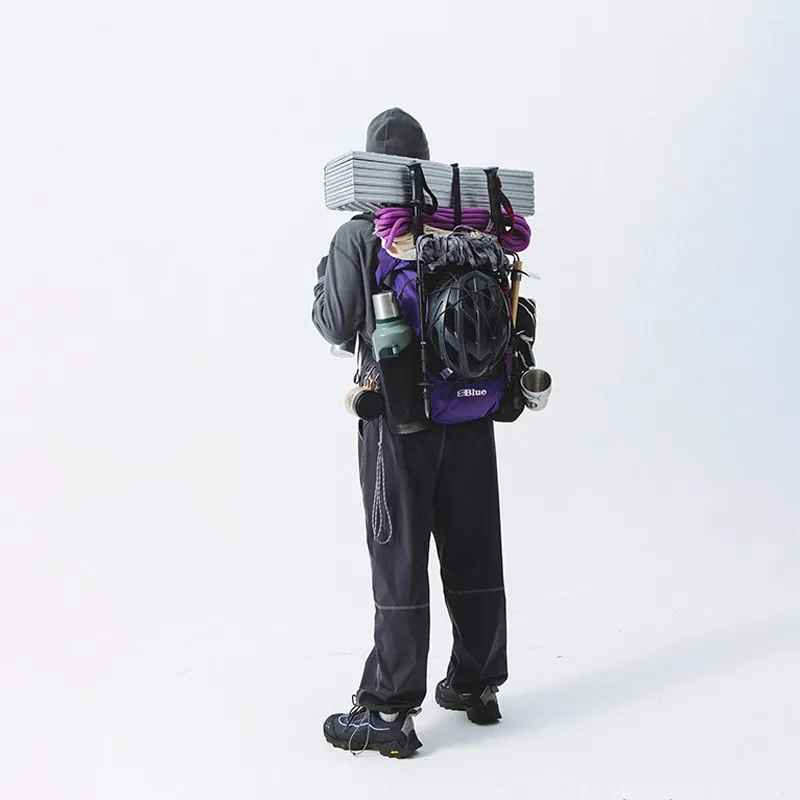 LANQI Polyamide Mountaineering Bag Backpack Regular Unisex Dark Purple & Black/Brown Yellow & Black-6