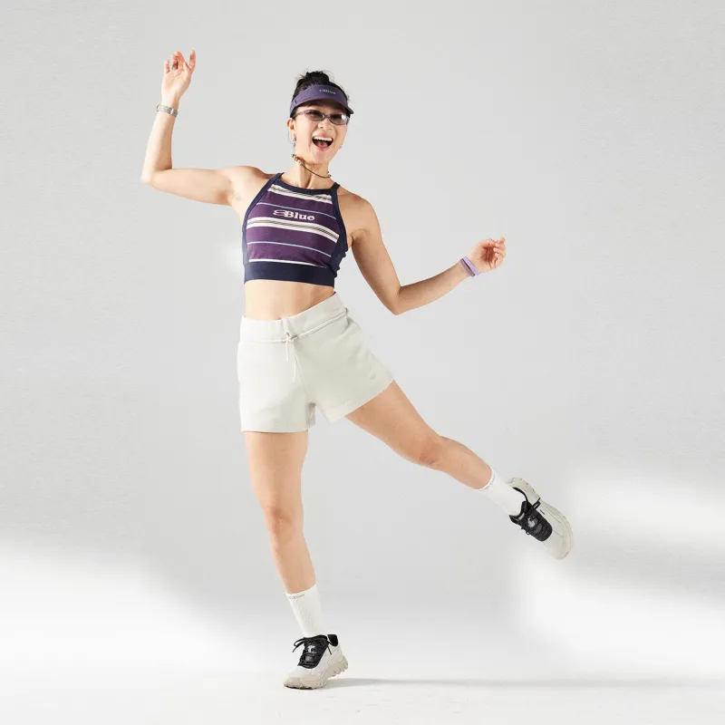 LANQI Sleeveless Sports Shirts Women's Purple Sole With Stripes-1