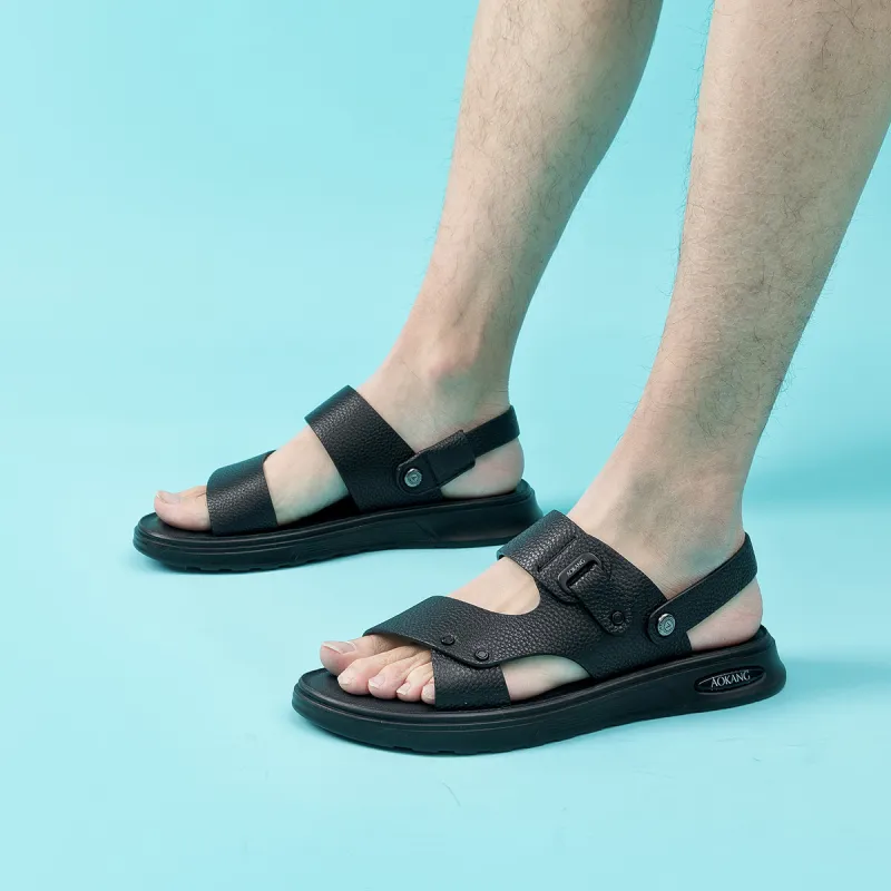 AOKANG Beach Sandals Men Black/Brown-3