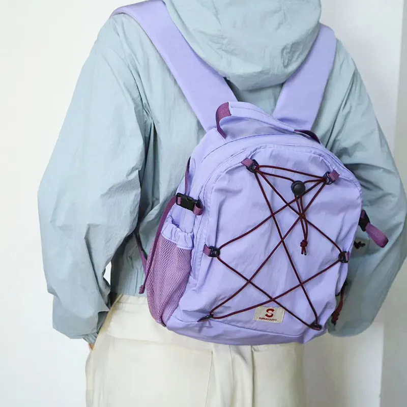 SUMAYZOY Nylon Backpack Regular Unisex Lilac Pink/Hydrangea Green/Tranquil Black-4