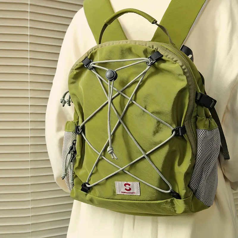 SUMAYZOY Nylon Backpack Regular Unisex Lilac Pink/Hydrangea Green/Tranquil Black-3