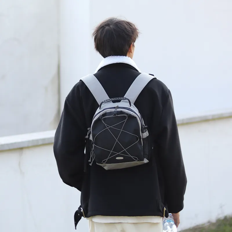 SUMAYZOY Polyester Backpack Small Size Unisex Vintage Red/Light Gray-8