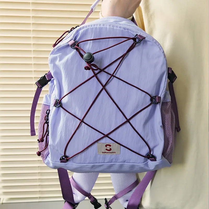 SUMAYZOY Nylon Backpack Regular Unisex Lilac Pink/Hydrangea Green/Tranquil Black-2