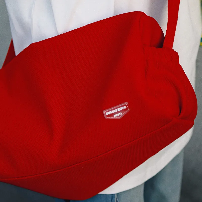 SUMAYZOY Polyester Shoulder Bag Crossbody Bag Regular Unisex Melon Green/Papaya Red/Wandering Black-2
