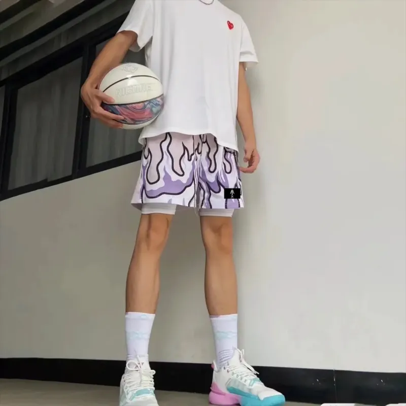 FFOMKE Sports Shorts Unisex Purple Flame-4
