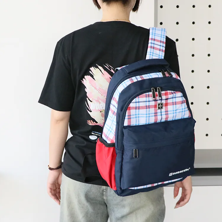 SUISSEWIN Fabric Backpack Regular Unisex Blue/Pink-4