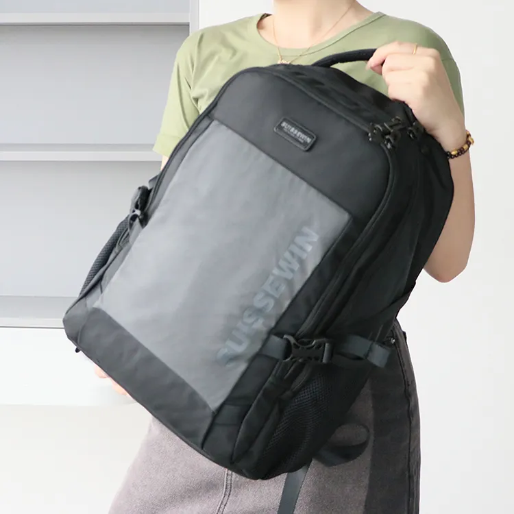 SUISSEWIN Polyester Student Backpack Laptop Bag Regular Unisex Black/Blue-5