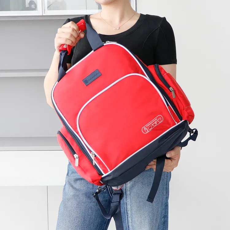 SUISSEWIN Polyester Mommy Bag Portable Backpack Regular Unisex Black/Red-4