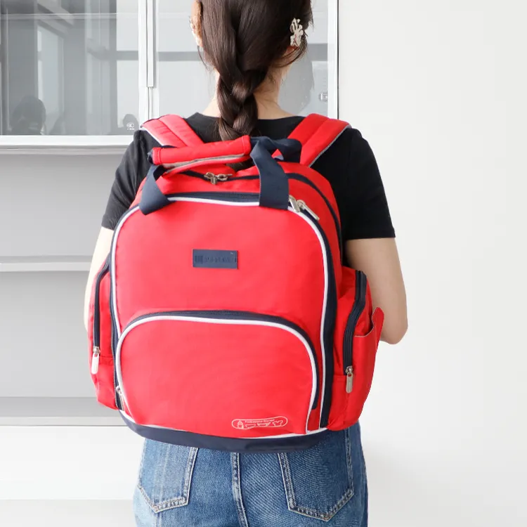 SUISSEWIN Polyester Mommy Bag Portable Backpack Regular Unisex Black/Red-2
