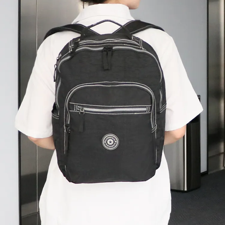 SUISSEWIN Polyester Students' Laptop Backpack Regular Unisex Green/Black/Rose Red-9