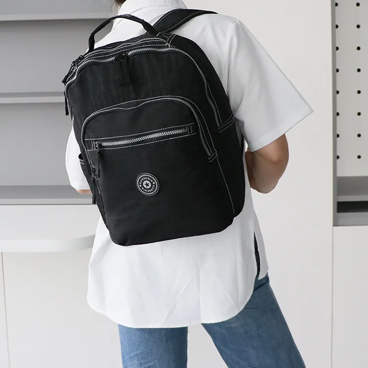 SUISSEWIN Polyester Students' Laptop Backpack Regular Unisex Green/Black/Rose Red-11