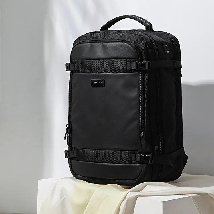 SUISSEWIN Polyester Students' Laptop Backpack Regular Unisex Black-5