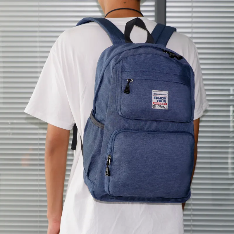 SUISSEWIN Fabric Large Capacity Campus Style Commuter Backpack Regular Men's Multicolor-7