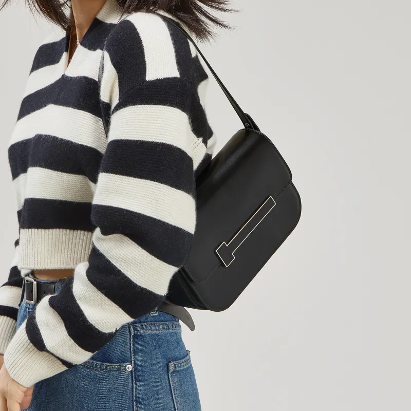 Teenmix Cow Leather Tofu Bag Small Square Bag Underarm Crossbody Bag, Shoulder Bag Regular Women's Brown/Black/Red-25