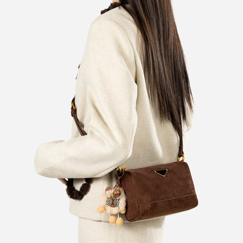 Teenmix Cow Leather Shoulder Bag, Crossbody Bag, Shoulder Bag Trumpets Women's Coffee/Caramel/Dark Blue-7