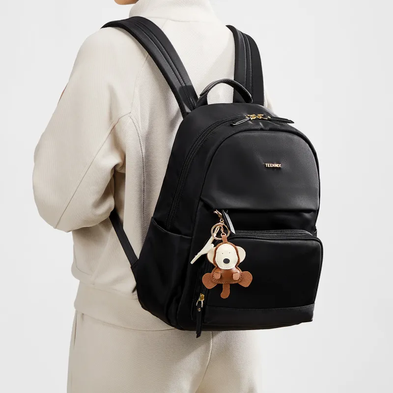 Teenmix Polyester With Synthetic Leather Backpack Medium Size Women's Black/Ecru-8