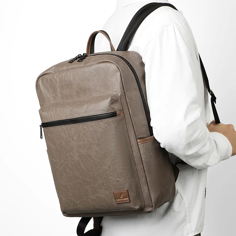 L'ALPINA Crackle Fabric Backpack Large Size Men's Khaki & Black/Gray Blue & Black-5