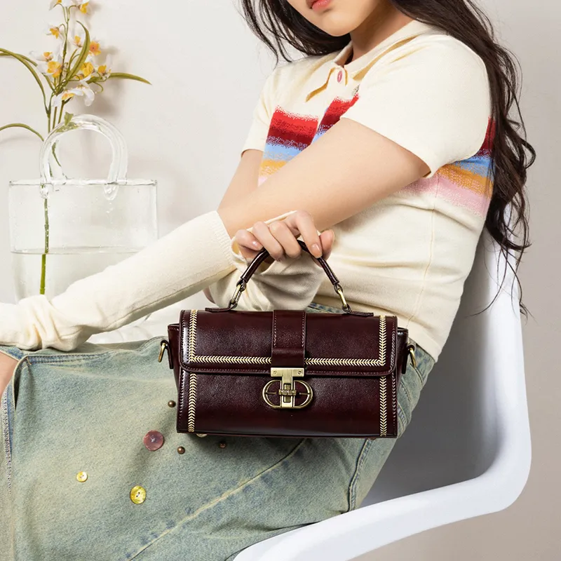 Teenmix Cow Leather With Synthetic Leather Messenger Bag, Shoulder Bag, Handbag Trumpets Women's Multicolor-5