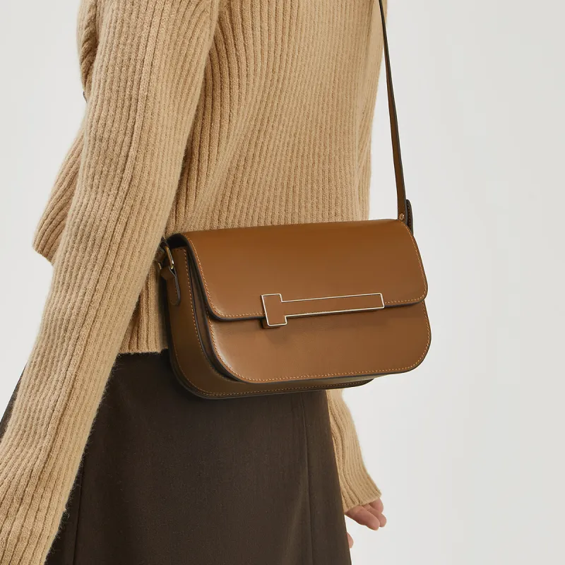 Teenmix Cow Leather Tofu Bag Small Square Bag Underarm Crossbody Bag, Shoulder Bag Regular Women's Brown/Black/Red-16